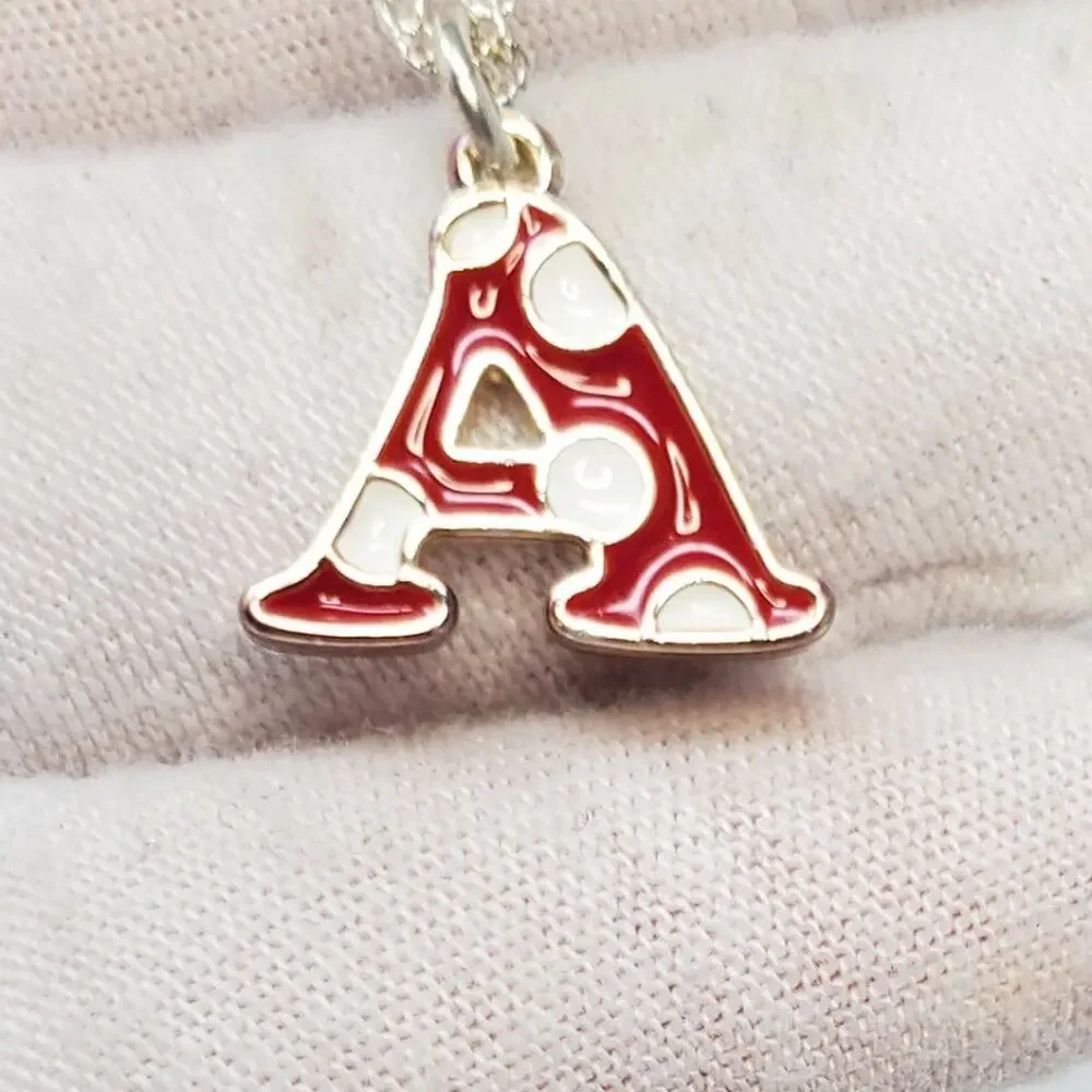 Disney Minnie Mouse Polka Dot Initial A Enamel Necklace